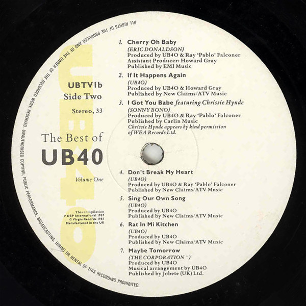 UB40 - The Best Of UB40 - Volume One (LP, Comp, Gat) (Very Good Plus (VG+)) - Image 4