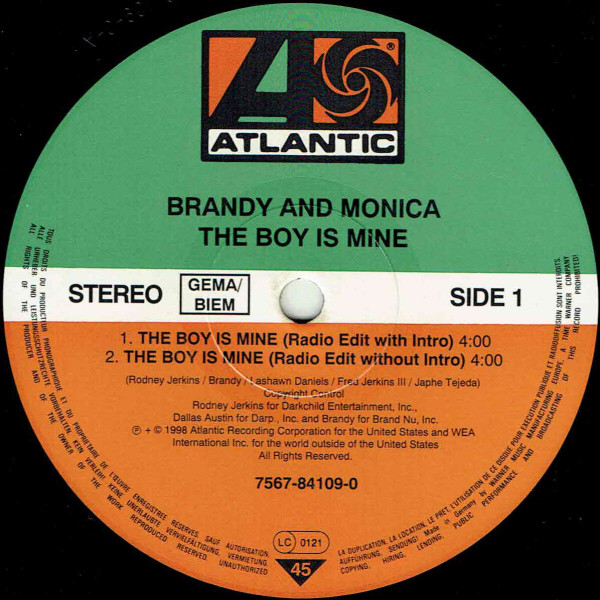Brandy (2) & Monica - The Boy Is Mine (12") (Very Good Plus (VG+)) - Image 3