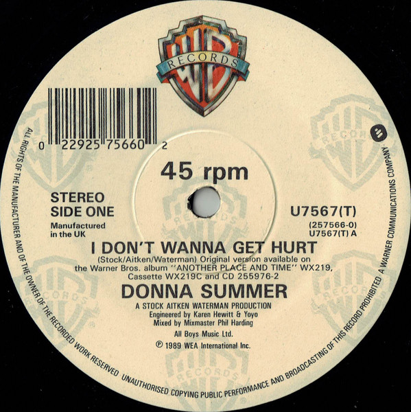 Donna Summer - I Don't Wanna Get Hurt (12", Dam) (Very Good Plus (VG+)) - Image 3