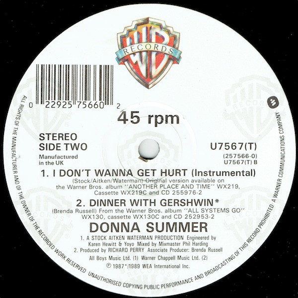 Donna Summer - I Don't Wanna Get Hurt (12", Dam) (Very Good Plus (VG+)) - Image 4