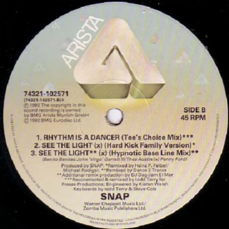Snap! - Rhythm Is A Dancer (12", Single) (Very Good (VG)) - Image 3