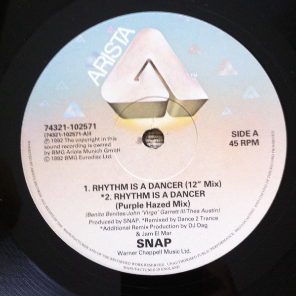 Snap! - Rhythm Is A Dancer (12", Single) (Very Good (VG)) - Image 4