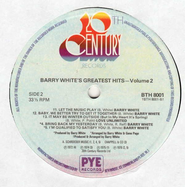 Barry White - Greatest Hits Volume Two (LP, Comp, Red) (Very Good Plus (VG+)) - Image 4