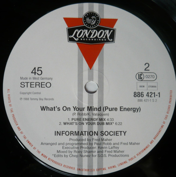 Information Society - What's On Your Mind (Pure Energy) (12", Maxi) (Very Good Plus (VG+)) - Image 4