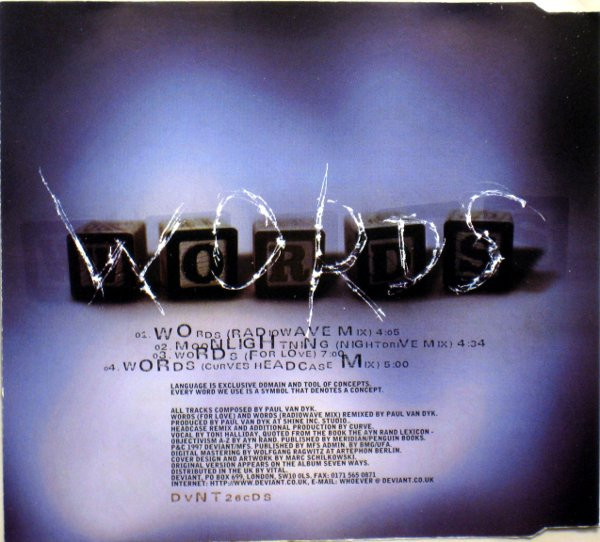 Paul van Dyk Featuring Toni Halliday - Words (CD, Single) (Near Mint (NM or M-)) - Image 2