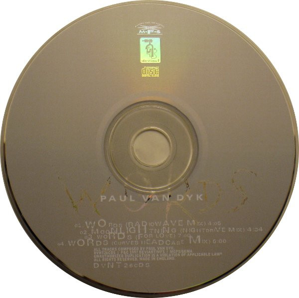 Paul van Dyk Featuring Toni Halliday - Words (CD, Single) (Near Mint (NM or M-)) - Image 3