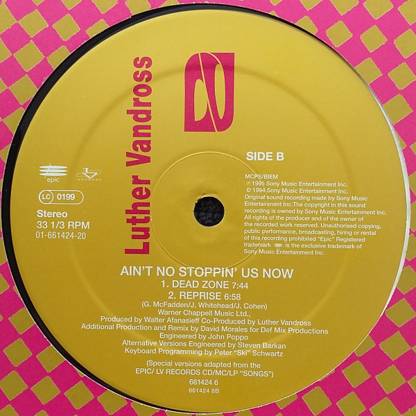 Luther Vandross - Ain't No Stoppin' Us Now (12", Single) (Very Good Plus (VG+)) - Image 4