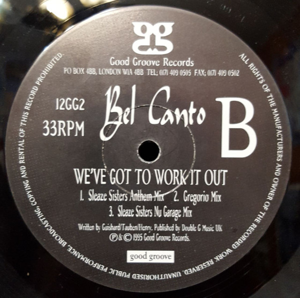 Bel Canto (2) - We've Got To Work It Out (12") (Very Good Plus (VG+)) - Image 3