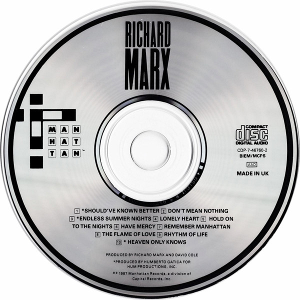 Richard Marx - Richard Marx (CD, Album) (Very Good Plus (VG+)) - Image 3
