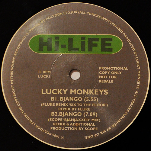 Lucky Monkeys - Bjango (12", Promo) (Very Good Plus (VG+)) - Image 4