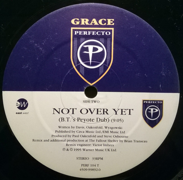 Grace - Not Over Yet (B.T. Remixes) (12") (Very Good (VG)) - Image 2
