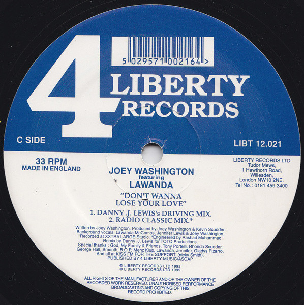 Joey Washington Featuring Lawanda - Don't Wanna Lose Your Love (2x12") (Very Good Plus (VG+)) - Image 3