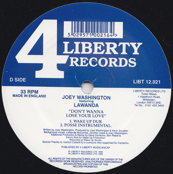 Joey Washington Featuring Lawanda - Don't Wanna Lose Your Love (2x12") (Very Good Plus (VG+)) - Image 4