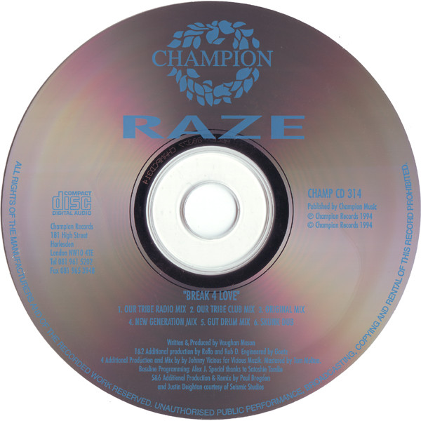 Raze - Break 4 Love (CD, Single) (Very Good (VG)) - Image 3