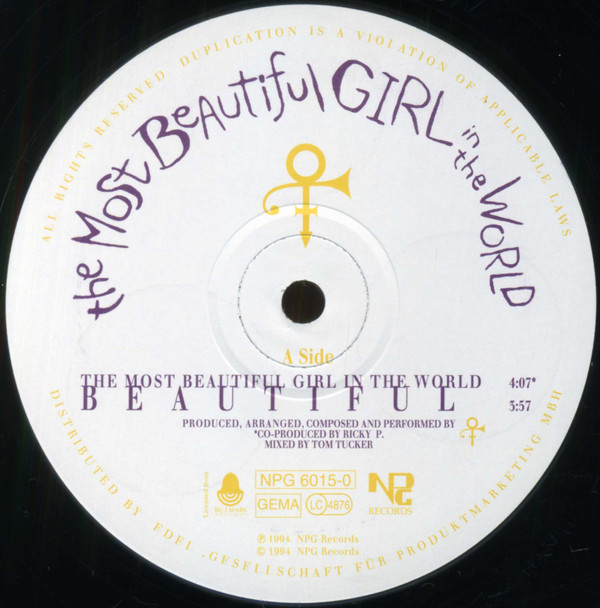 The Artist (Formerly Known As Prince) - The Most Beautiful Girl In The World (12", Maxi) (Near Mint (NM or M-)) - Image 3