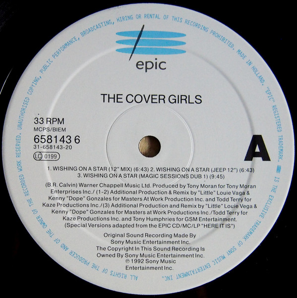 The Cover Girls - Wishing On A Star (12") (Near Mint (NM or M-)) - Image 3