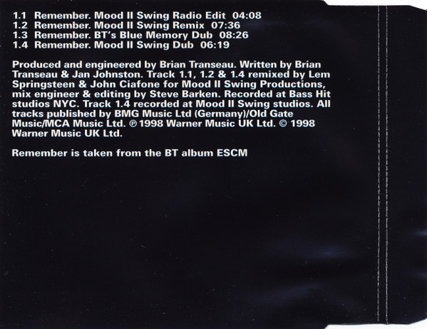 BT - Remember (CD, Single, CD2) (Very Good Plus (VG+)) - Image 2