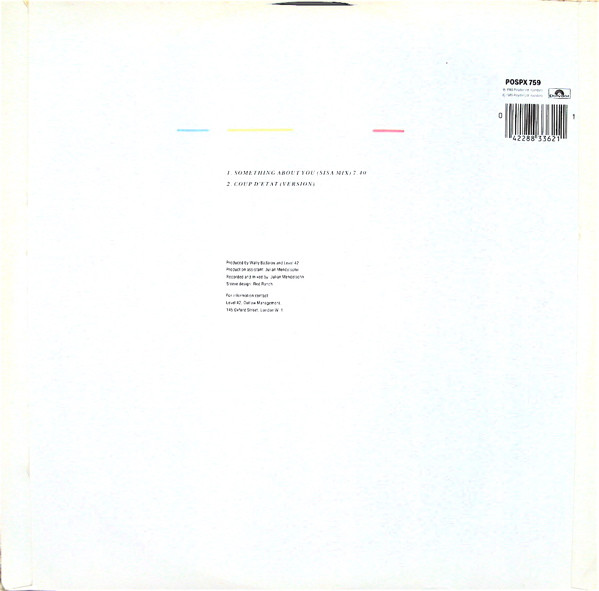 Level 42 - Something About You (Sisa Mix) (12", Single, Art) (Near Mint (NM or M-)) - Image 2