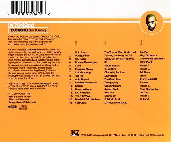 Carl Craig - DJ-Kicks: (CD, Comp, P/Mixed) (Near Mint (NM or M-)) - Image 2