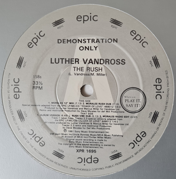 Luther Vandross - The Rush (12", Promo) (Near Mint (NM or M-))