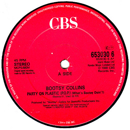 Bootsy Collins - Party On Plastic (12", Single) (Very Good Plus (VG+)) - Image 3