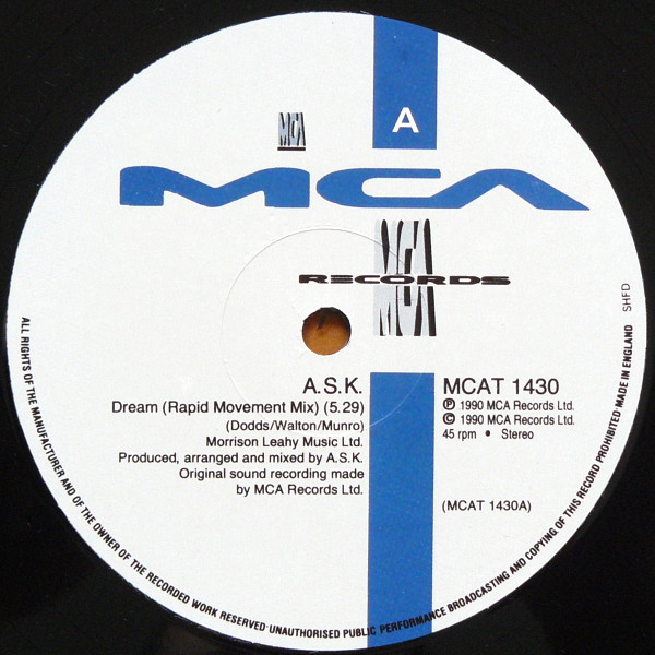 A.S.K. - Dream (12") (Very Good Plus (VG+)) - Image 3