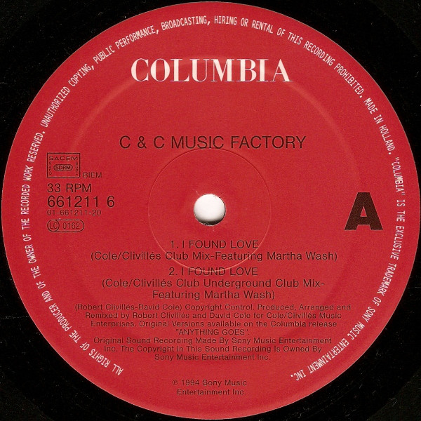 C + C Music Factory - I Found Love / Take A Toke (12") (Near Mint (NM or M-)) - Image 3