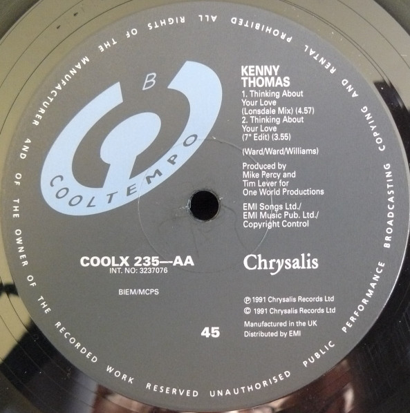 Kenny Thomas - Thinking About Your Love (12", Single) (Near Mint (NM or M-)) - Image 4