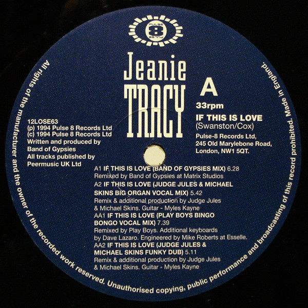 Jeanie Tracy - If This Is Love (12", Single) (Very Good Plus (VG+)) - Image 2