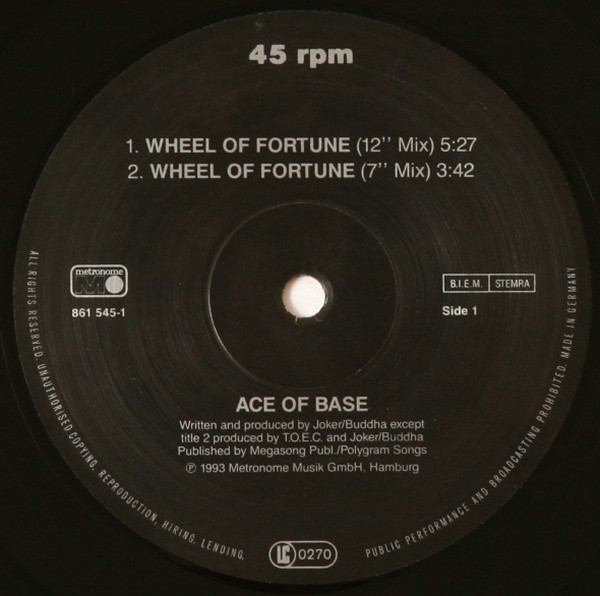 Ace Of Base - Wheel Of Fortune (12") (Very Good Plus (VG+)) - Image 4