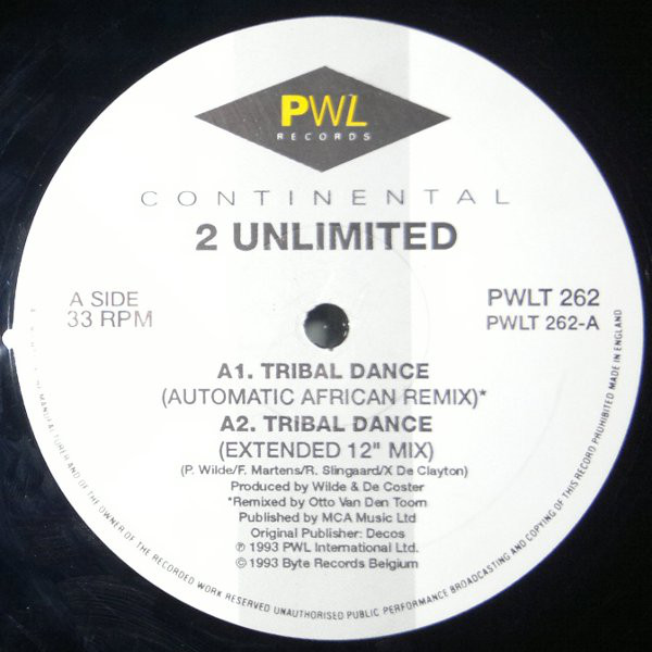 2 Unlimited - Tribal Dance (12", Single) (Very Good Plus (VG+)) - Image 3