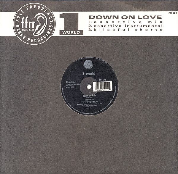 1 World - Down On Love (12", Single) (Near Mint (NM or M-)) - Image 3