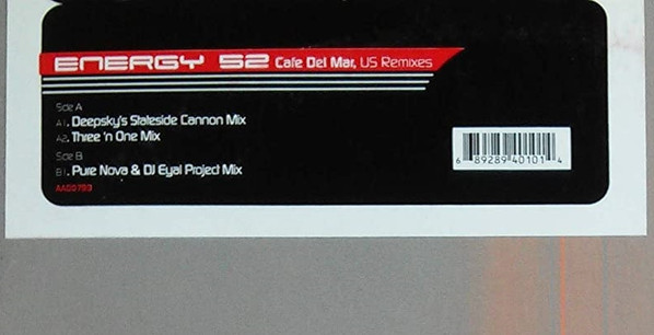 Energy 52 - Cafรฉ Del Mar (US Remixes) (12") (Very Good Plus (VG+)) - Image 2