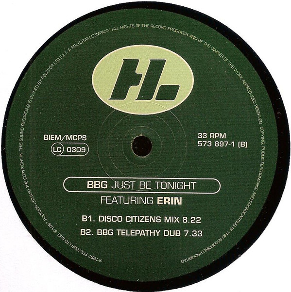 BBG Featuring Erin Lordan - Just Be Tonight (12") (Near Mint (NM or M-)) - Image 4