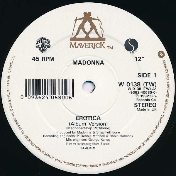 Madonna - Erotica (12", Single, Ltd, Pos) (Very Good Plus (VG+)) - Image 3