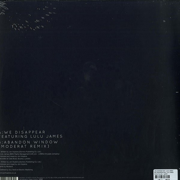 Jon Hopkins Featuring Lulu James - We Disappear (12") (Mint (M)) - Image 2