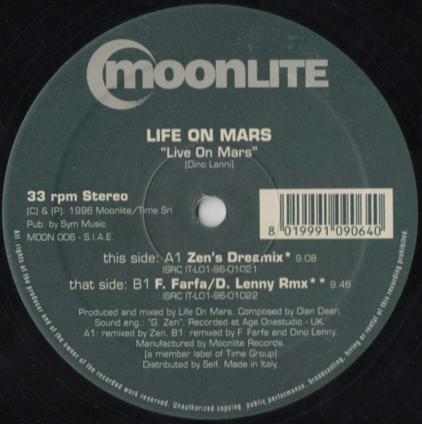 Life On Mars - Live On Mars (12", Blu) (Near Mint (NM or M-))
