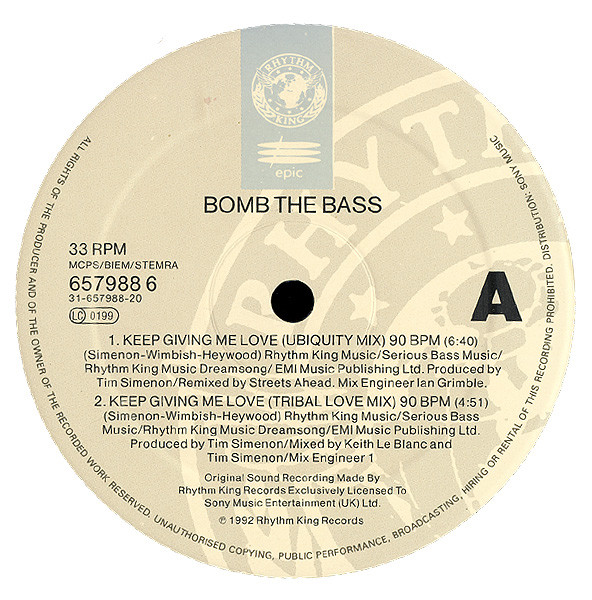 Bomb The Bass - Keep Giving Me Love (12") (Near Mint (NM or M-)) - Image 3