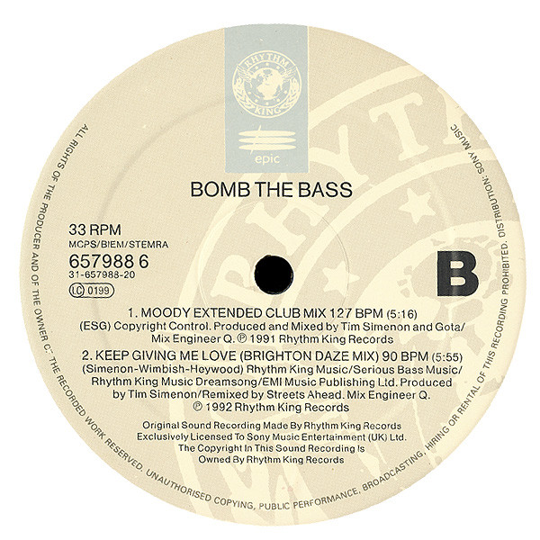 Bomb The Bass - Keep Giving Me Love (12") (Near Mint (NM or M-)) - Image 4