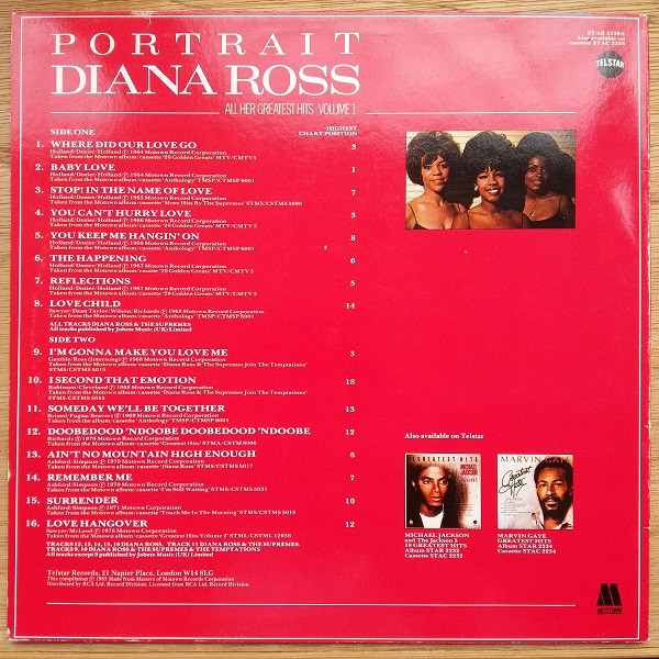 Diana Ross - Portrait - All Her Greatest Hits Volume 1 & 2 (2xLP, Comp, RE) (Very Good (VG)) - Image 2