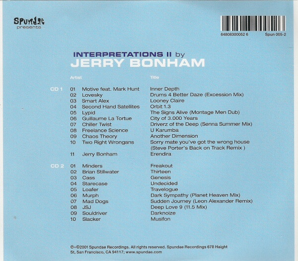 Jerry Bonham - Spundae Presents Interpretations II (2xCD, Mixed) (Mint (M)) - Image 2