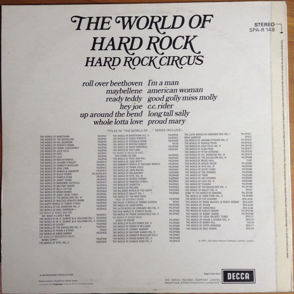 Hard Rock Circus - The World Of Hard Rock (LP, Album) (Very Good Plus (VG+)) - Image 2
