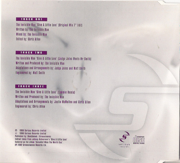 The Invisible Man (3) - Give A Little Love (CD, Single) (Near Mint (NM or M-)) - Image 2