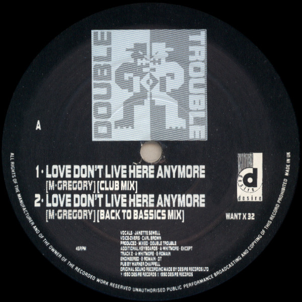 Double Trouble - Love Don't Live Here Anymore (12") (Very Good (VG)) - Image 3
