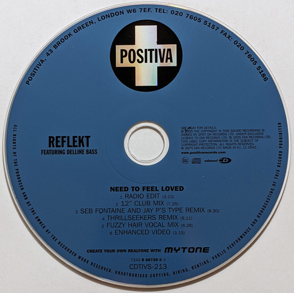 Reflekt Featuring Delline Bass - Need To Feel Loved (CD, Maxi, Enh) (Near Mint (NM or M-)) - Image 4