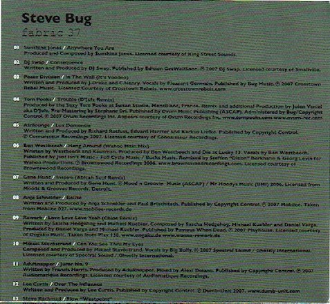 Steve Bug - Fabric 37 (CD, Mixed) (Very Good Plus (VG+)) - Image 5