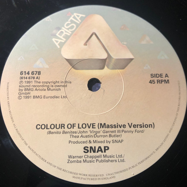 Snap! - Colour Of Love (12") (Very Good Plus (VG+)) - Image 2