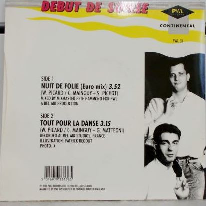 Début De Soirée - Nuit De Folie (7") (Near Mint (NM or M-)) - Image 2