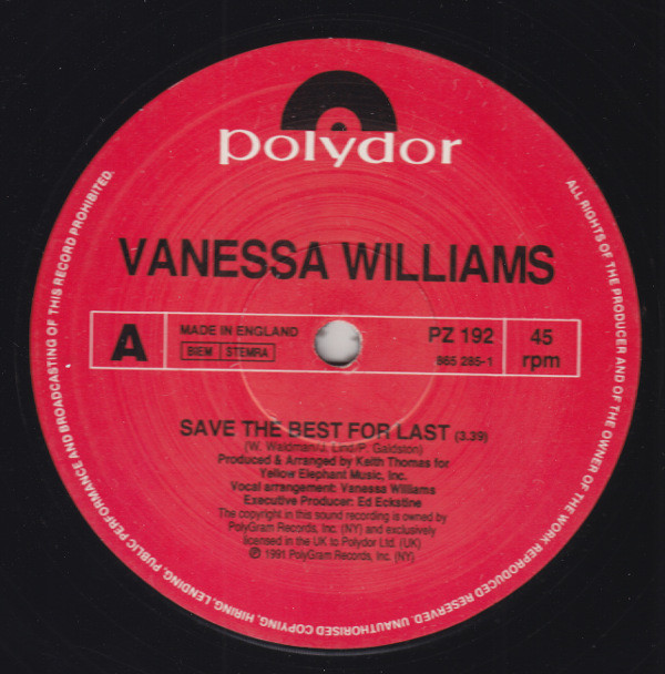 Vanessa Williams - Save The Best For Last (12") (Very Good (VG)) - Image 3