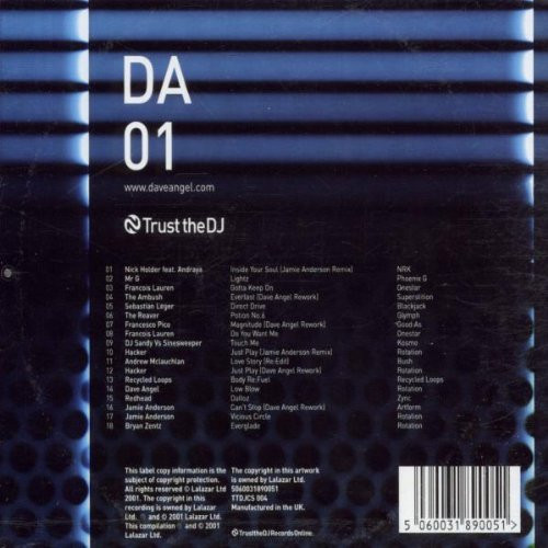 Dave Angel - DA01 (CD, Mixed) (Very Good (VG)) - Image 2